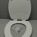 Mayfair Linden Slow Close Toilet Seat, Non Slip Heavy Duty Wood, Easy Install, Elongated, White