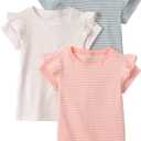 Little Planet by Carter's Girl 3-Pack Tops Made with Organic Cotton, Pink, 3T
