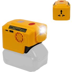 200W Power Inverter for Dewalt 20V Battery Adapter, Portable USB Charger Adapter DC20V- AC110V with Type C & USB& LED Light & AC Outlet, Powered Inverter Generator for Camping, Hiking (Inverter only)