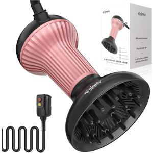 Diffuser Hair Dryer for Curly Hair: Professional 2 in 1 Hair Dryer with Diffuser, Ionic Technology to Enhance Curls & Waves, Reduce Frizz, Faster Styling, Overheat Protection ALCI Safety Plug