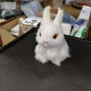 GUDVES Mini Realistic Cute Plush Rabbits Fur Lifelike Animal Easter Bunny Simulation Toy Model Gift Miniatures Decorations, White (White)