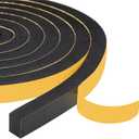 Yotache Foam Weather Stripping Tape 2 Rolls 3/4" W X 3/8" T (New Adhesive Craft), Neoprene Foam Rubber Seal for Door Frame Insulation, Sounproofing, 13 Ft Length (2 X 6.5 Ft Each)