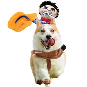 Funny Cowboy Rider Dog Costume - Humorous Pet Outfit with Doll Rider for Small to Large Sized Dogs, Horse Riding Designed Halloween Costumes Party Supplies Cosplay Apparel Accessories (X-Large)