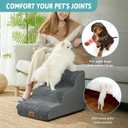 COZY KISS Dog Stairs for Small Dogs 15.7" H, Curved Dog Step for Puppy, Older Cat, Medium Pet Ramp for Sofa, Couch or Chair, Ladder with High Density Foam, 3 Step, 15.7x22.4x15.7 inch, Charcoal Grey