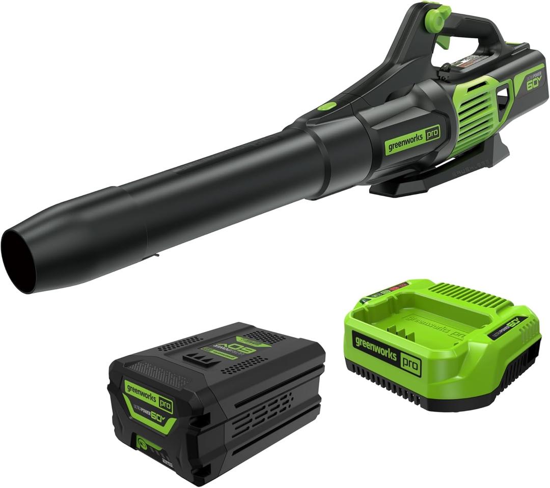 Greenworks 60V (610 CFM / 130 MPH) Cordless Leaf Blower, High Power, Lightweight & Quiet Operation for Wet Leaves, Driveways and Dense Gravel, Includes 2.5Ah Battery & 5A Rapid Charger