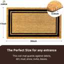 KANKUN Coco Coir Door Mat with Heavy Duty Backing, Welcome Doormat (17" x 30"), Doormat Entrance (Border)