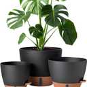 12/10/8 Inch Self Watering Pots for Indoor Plants Plastic Large Plant Pot for Outdoor Plants, Water Level Window & Spacious Reservoir Flower Pots Decorative Planter with Drainage and Tray (Black)