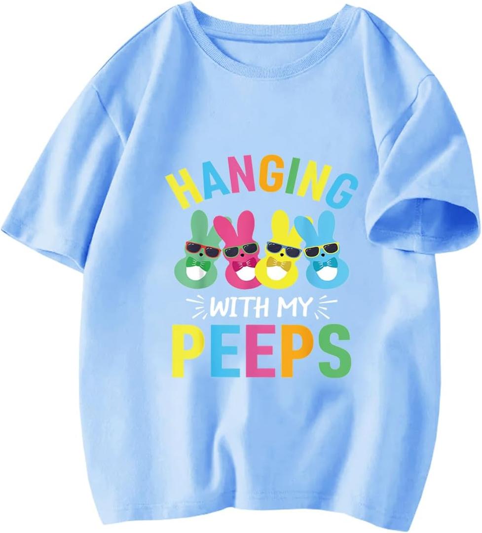 Easter Shirts for Boys Girls Toddler Kids Children Bunny Eggs Tractor Monster Truck Graphic Tees Outfit T-Shirt Top 2T-7T (Blue)