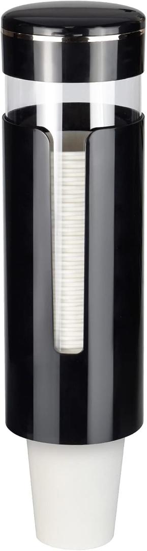 Cup Dispenser, Pull Type Water Cooler Cup Holder Fit 4oz-7oz Disposable Cups, Upgraded Wall Mounted Mouthwash Cup Dispenser for Bathroom Office Gym School -Black