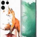 Compatible with Samsung Galaxy S22 Ultra Case, Vintage Cute Funny Fox Slim Fit Soft TPU Shockproof Protective Cover Case Gift for Women Girl