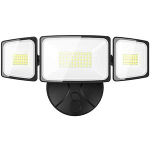 Onforu 65W Flood Lights Outdoor, 6000LM Brightness Security Lights Switch Controlled, 3 Adjustable Heads, IP65 Waterproof, 6500K Wall Mount Exterior LED Flood Light