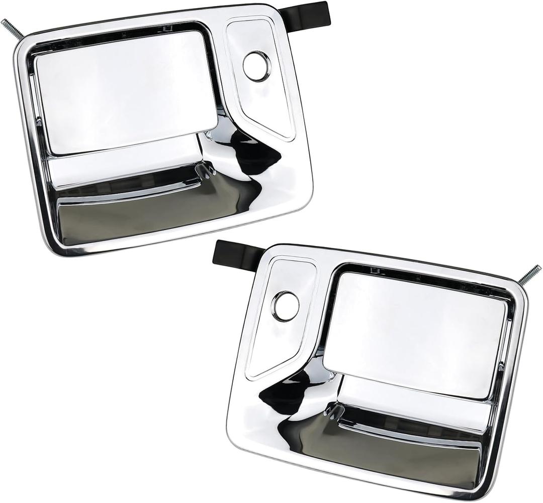 TQPONLY Chrome Exterior Door Handle (1 Pair),for Ford F250 F350 Super Duty F450 F550 F650 F750 Excursion,Front Driver&Passenger Side Outside Handle Outer Door Parts