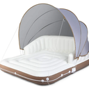 Giantex Canopy Island Inflatable Lounge, Floating Island Raft w/SPF50+ Retractable Detachable Sunshade, 71" x 71" Inflatable Pool Float Canopy w/2 Cup Holders Backrest Armrest for Pool Lake River