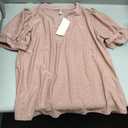 Dokotoo Womens Summer Business Casual Blouses V Neck Short Sleeve Shirts Eyelet Cute Lace Tops (Pink, L)