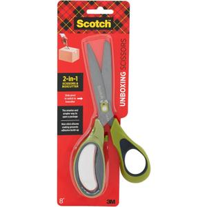 Scotch Non-Stick Unboxing Scissors, Dual-Function Scissors and Boxcutter, 8-inch