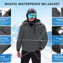 WULFUL Men's Winter Coats Waterproof Ski Jacket Warm Windproof Winter Windbreaker Jackets for Men with Hood (Medium, Solid Dark Grey-0047)