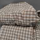 Nayoroom Gingham Duvet Cover Queen Size 100% Washed Cotton Brown Tan Plaid Checkered Comforter Cover 3 Pcs Soft Breathable Grid Farmhouse Dorm Bedding Set for All Seasons