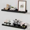 SENJIE Floating Shelves for Wall Décor 24 Inch Long Set of 2 Nursery Book Shelves Bathroom Shelves Over Toilet Shelf for Books, Plants, Toys, Photo Frames, Picture Ledge-Black