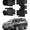 Compatible with Toyota Highlander 2020-2024 2025 (7 Seats)  Heavy Duty 3-Row All-Weather Protection, Waterproof TPE Car Floor Mats Full Set