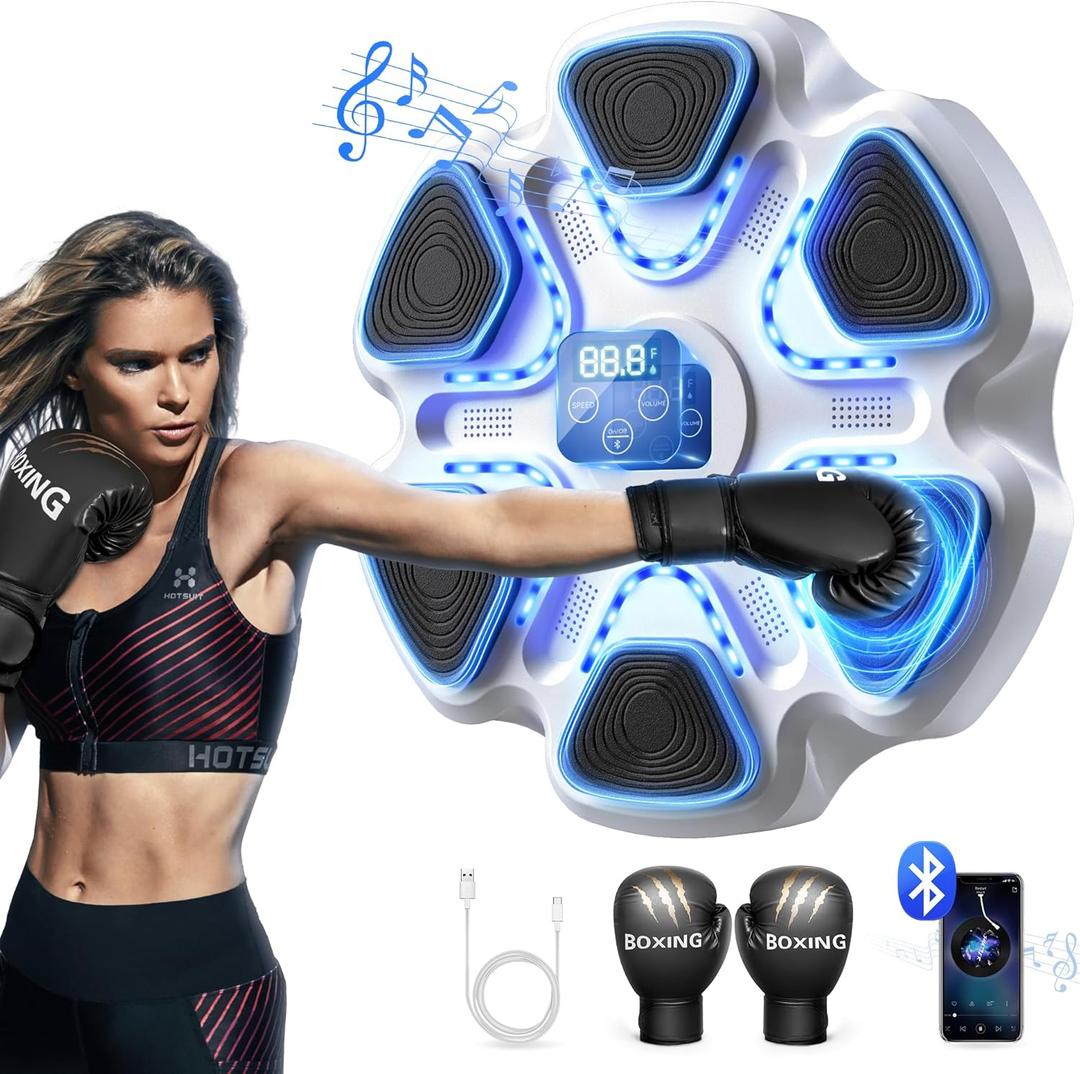 Music Boxing Machine with Gloves for Adults Boxing Machine Wall Mounted Music, Smart Bluetooth Boxing Equipment for Home and Gym, Training Machine with Electronic Wall Mounted