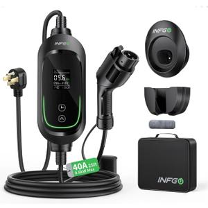 2025 Upgraded Level 2 EV Charger, 40Amp, Adjustable Current & Timing Delay, 240V, 9.6kW, NEMA 14-50 Plug, Portable Home Electric Car EV Charger with 25FT EV Charging Cable for J1772 BEVs/PHEVs