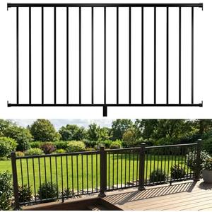 42 in. H x 6 ft. Heavy Duty BH Aluminum Straight Picket Railing, Porch and Deck Railing Kit Supports Up to 800 Lbs, IBC Compliant and Certified, AAMA2604 Powder Coating, Textured Black
