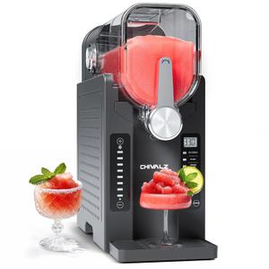 Slushie Machine No Ice Needed, Slushy Machine for Home, CHIVALZ Frozen Drink Maker with 6 Preset Programs for Margaritas, Frapps, Milk Shake and More, LED Display, Self-Cleaning, AD03, Black