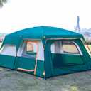 KTT Extra Large Tent 12 Person, Family Cabin Tents, 2 Rooms, 3 Doors and 3 Windows with Mesh, Straight Wall, Waterproof, Double Layer, Big Tent for Outdoor, Picnic, Camping, Family Gathering(Green)