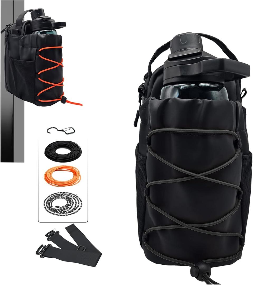 Magnetic Gym Bag for Men And Women with 20-46oz Water Bottle Holder, Featuring 3-Color Elastic Strap and Detachable Hook | Small Crossbody Sling Bag with Adjustable Strap for Travel Work Sports