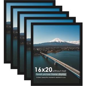 16x20 Picture Frames 5 Pack, Black Poster Frames for Horizontal or Vertical Wall Mounting