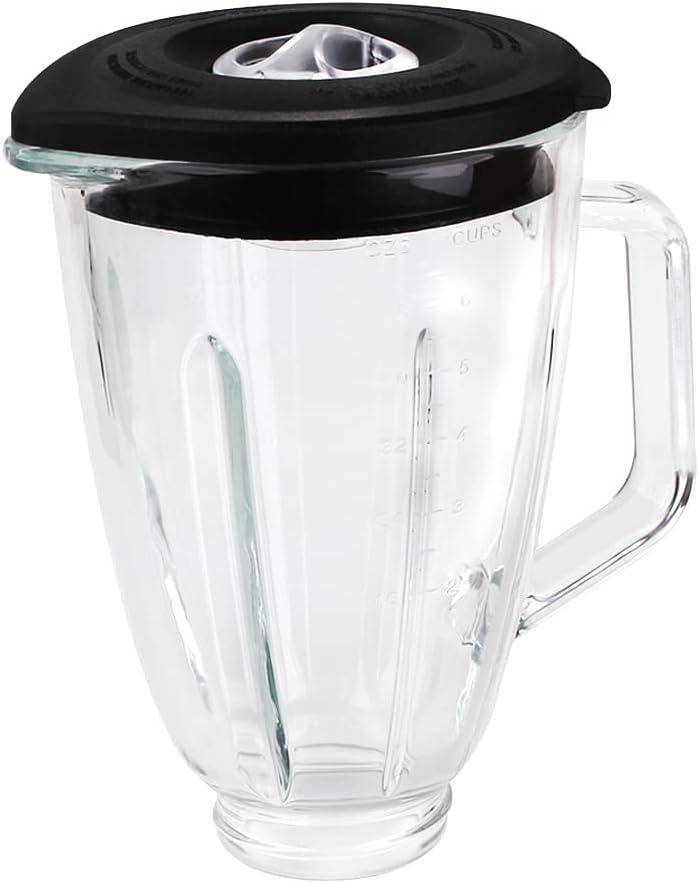 Anbige Replacement parts Round Glass Jar with lid, Compatible with Hamilton Beach Blenders (6 cup)
