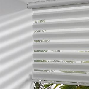 MYshade Cordless Zebra Blinds with Free-Stop Function - Dual Layer Light Filtering & Privacy Sheer Shades for Day and Night - Easy Install Window Shades for Home, Living Room, 40" W x 64" H,Grey