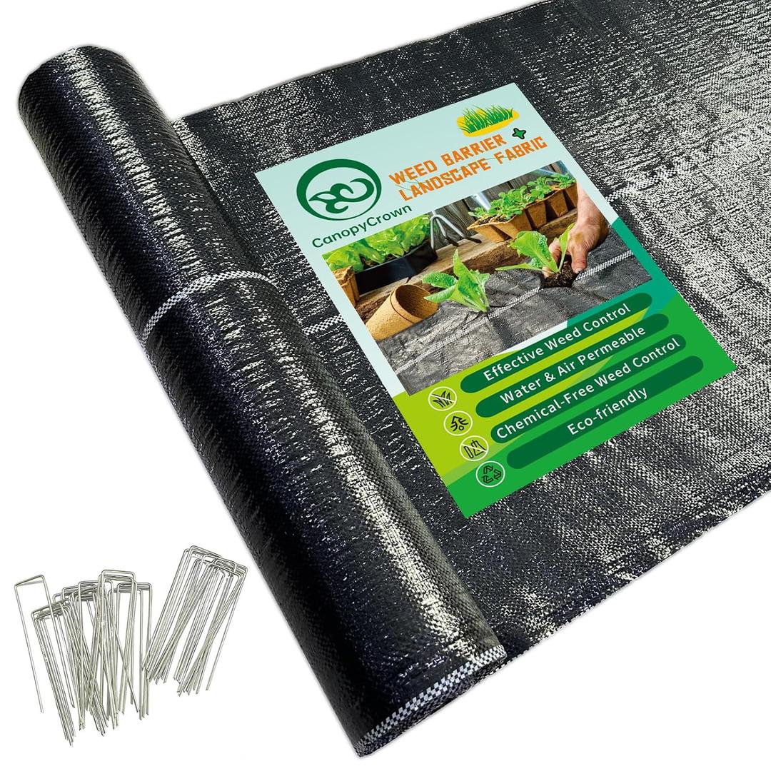 Weed Barrier Fabric, 4FTx100FT Heavy Duty Landscape Fabric with 20 U-Shaped Securing Pegs, 3.2OZ Geotextile Ground Cover, Woven Weed Block for Gardening, Landscaping, Driveway