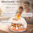 Smart Chicken Egg Incubator with Voice Control, 26 Chicken/59 Bird Incubators for Hatching Eggs, Automatic Egg Turner with Thermometer Seat and Humidity Control, Built-in Water Reservoir