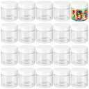 16 Pcs 2 Oz Clear Cosmetic Container with White Lids,Travel Storage Clear Empty Cosmetic Jars,Plastic Round Pot Jars for Eye Shadow,Lotion,Cream,Jewelry,Painting,Candies,DIY Ointments