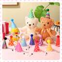 24 Pcs Mini Party Hats with Pom Poms Stuffed Animals Tiny Felt Cone Birthday Hats for Toys Dinosaur Small Dogs Cats