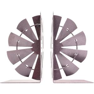 Rustic Windmill Bookends  Vintage Farmhouse Barn Decor for Shelves | Decorative Book Holders for Home & Office