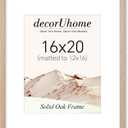 decorUhome Solid Oak Wood 16x20 Picture Frame, Display Pictures 11x14 with Mat or 16x20 without Mat, Wall Hanging Poster Frame, Natural, 1 Pack