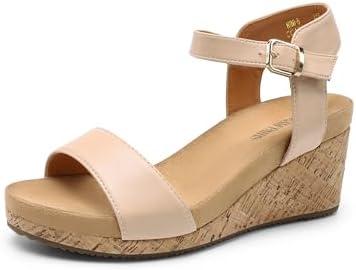 DREAM PAIRS Women's Open Toe Buckle Ankle Strap Platform Wedge Sandals Women 2025 Size:7.5
