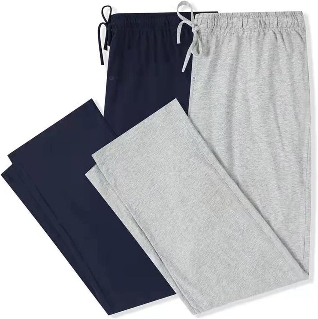 U2SKIIN 2 Pack Mens Pajama Pants Soft, Lightweight Lounge Pant with Pockets Sleep Pj Bottoms for Men (Large, Navy/Light Grey Mel)