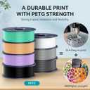 SUNLU 3D Printer PETG Filament 1.75mm, Ultra Tough, Heat Optimized, Odorless 10KG (BoneWhite+MintGreen+LemonYellow+Sakura Pink+SunnyOrange+CherryRed+SkyBlue+Chocolate+LavenderPurple+Midnight)