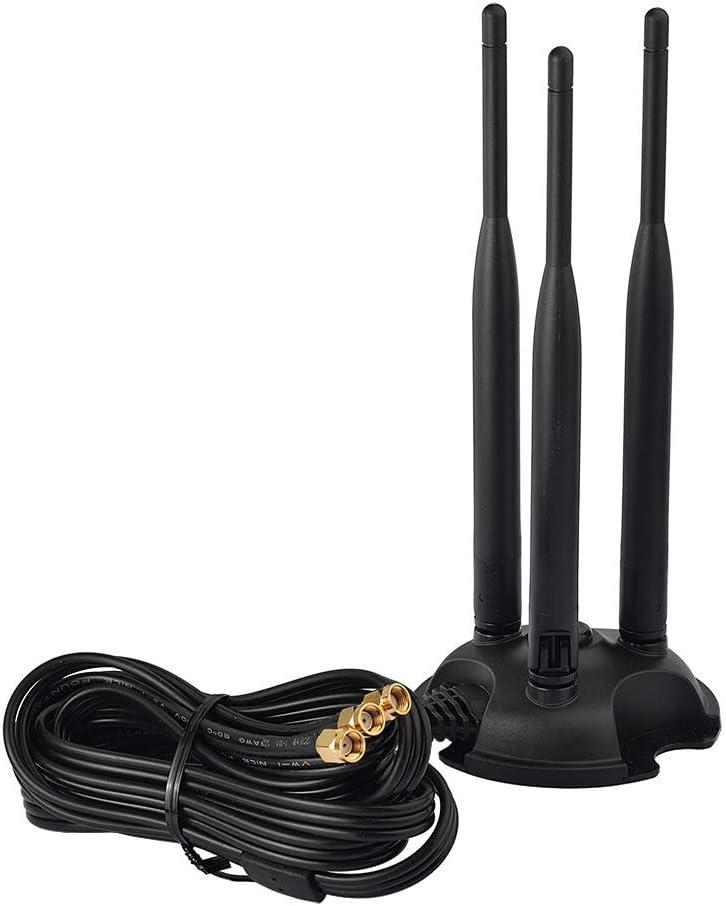 Eightwood 2.4GHz 5GHz Dual Band WiFi Antenna, 3 RP-SMA Connector WiFi 6 Antenna Magnetic Base for PC Desktop Computer, PCIe Network Card, Wireless Router, Mobile Hotspot