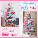 Novabright 22 Pcs Valentine Tree Decor Red Pink Valentines Day Decorations Large Conversation Hearts Tree Picks,Valentine Heart Picks for Valentines Day Home Office Decor Wood