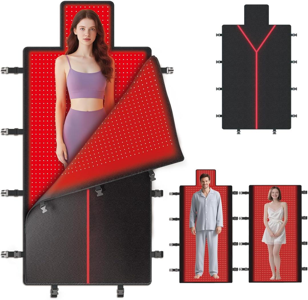 Full Body Red Light Therapy Blanket Mat, 660nm 880nm Infrared Red Light Therapy for Full Body, 2580 pcs Medical Grade LEDs, Black PRO.