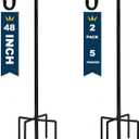 TIEBOLA Shepherd Hooks 2 Pack - 48 Inches High 1/2 Inch Thick Adjustable Rust Resistant Shepards Hooks with 5 Prong Base for Hanger Holder, Wedding Decor, Lanterns, Flower Basket, Bird Feeder.