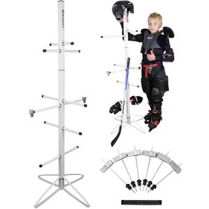 Hockey Gear Dryer Rack  Heavy Duty Metal Sports Equipment Drying & Storage Stand for Hockey, Football, Lacrosse Gloves, Pads, Helmets  Vertical Space-Saving Organizer