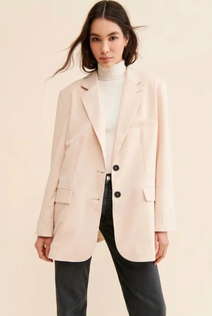 Large Button Up Shirt, Free people Jacket Jay Blazer In Nude Size Extra Large 