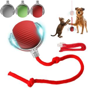 Interactive Dog Cat Toy Ball, Automatic Moving Bouncing Rolling, with Replacement Tail, Pet Smart Chase Ball Rechargeable, Enrichment Toys for Bored Indoor Adult Cats/Dogs