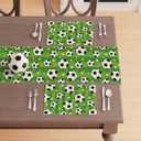 2 x XCHI Soccer Grass Stars Theme Placemats Set of 4 Table Mats for Game Day Soccer Party Home Kitchen Dining Table Decorations 12x18 Inch