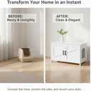 Homhedy Cat Litter Box Enclosure, Wooden Cat Washroom Furniture with Barn Door, Pet House, Fit Most of Litter Box, White